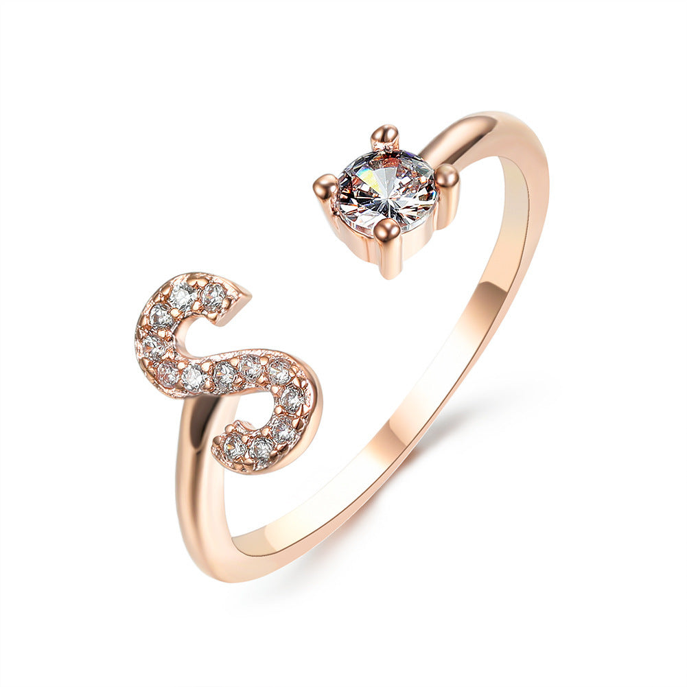 Adjustable ring with initials 26 letters