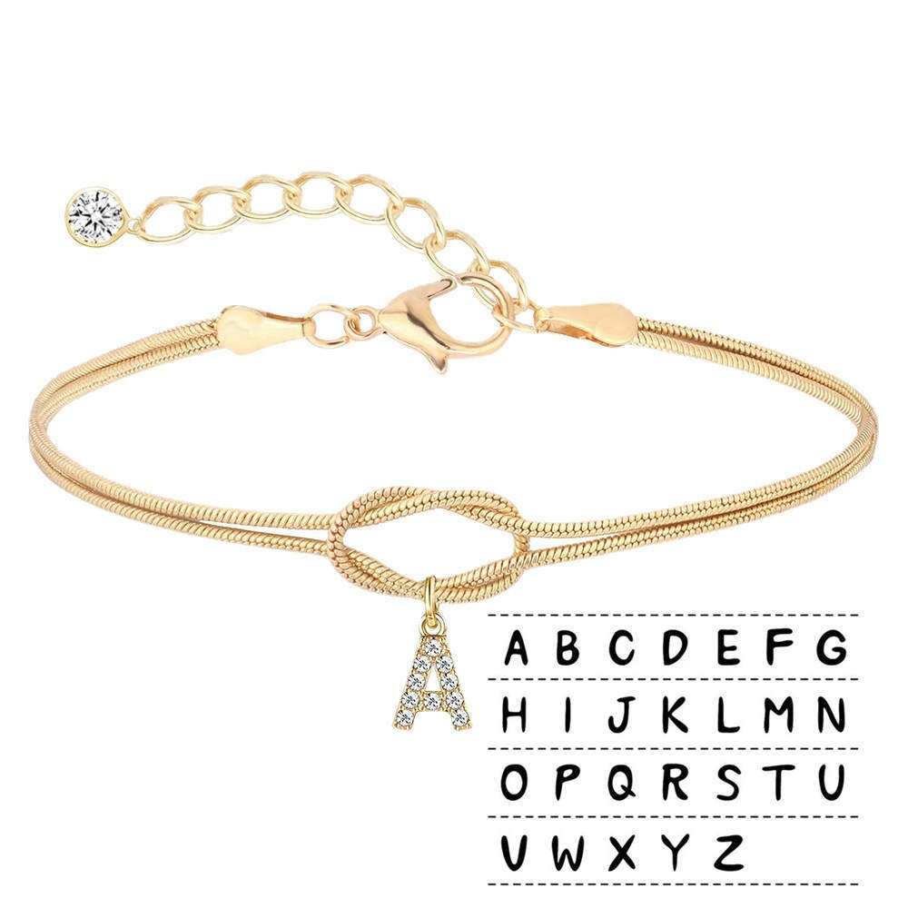 Braided bracelet with zirconia alphabet letters