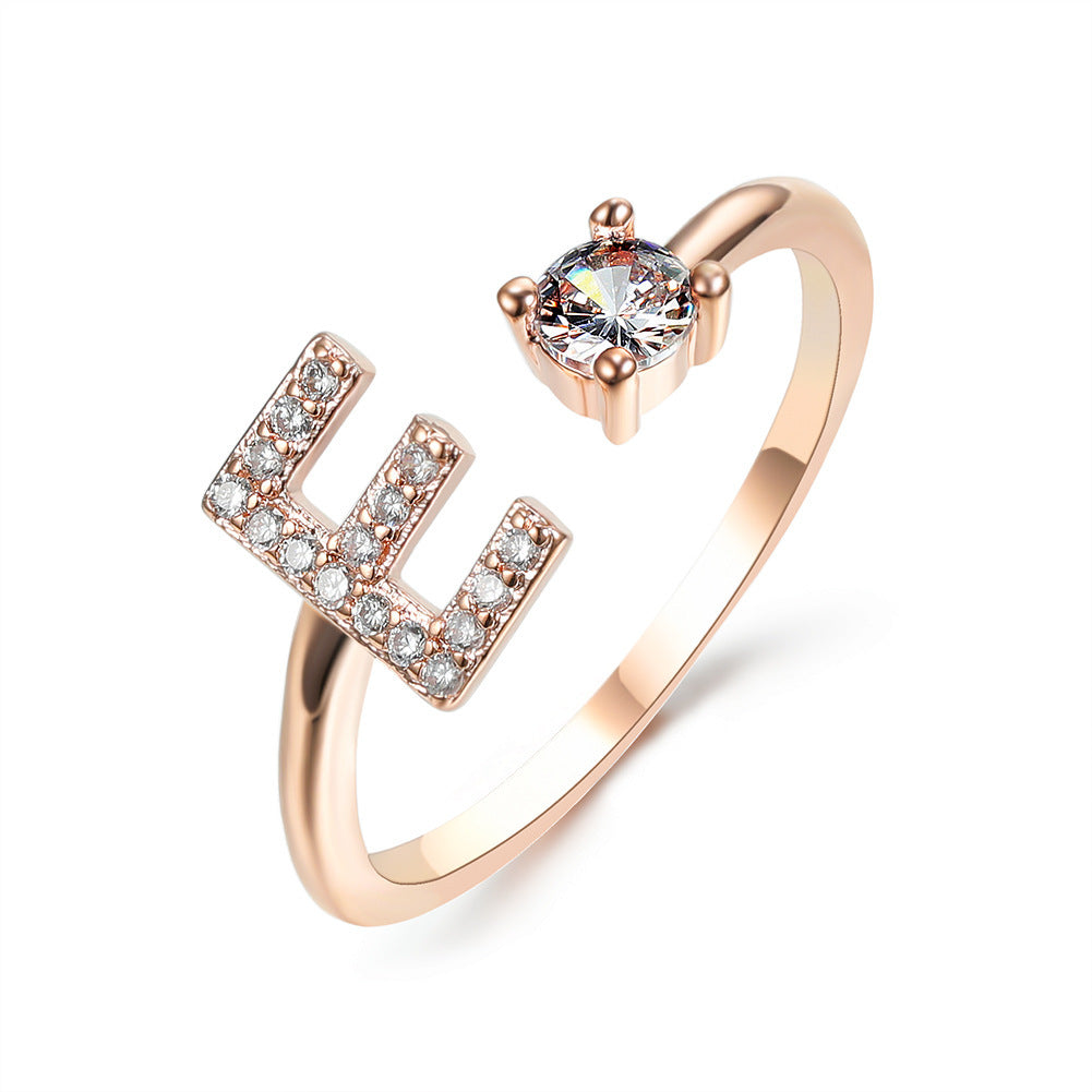 Adjustable ring with initials 26 letters
