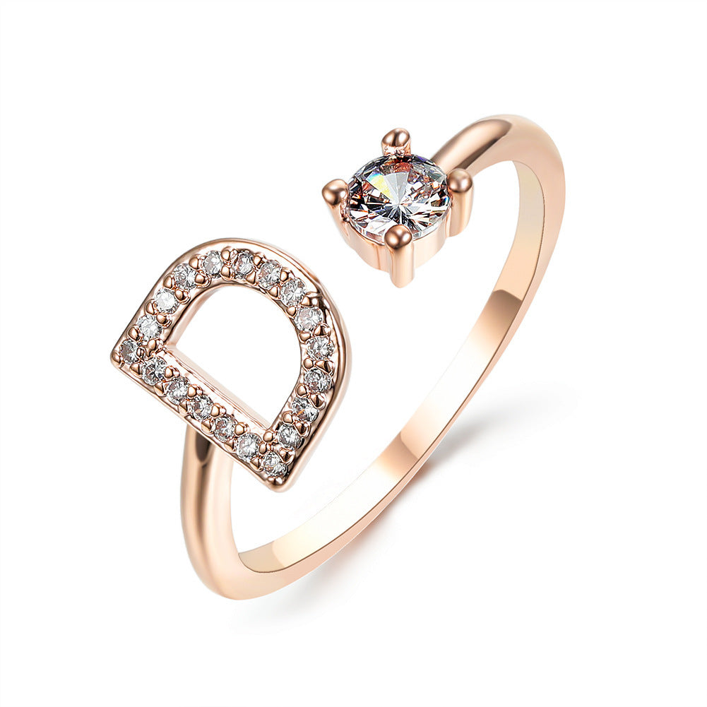 Adjustable ring with initials 26 letters