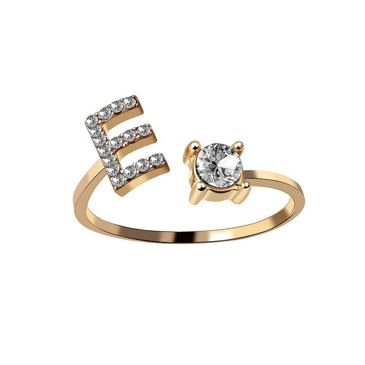 Adjustable ring with initials 26 letters