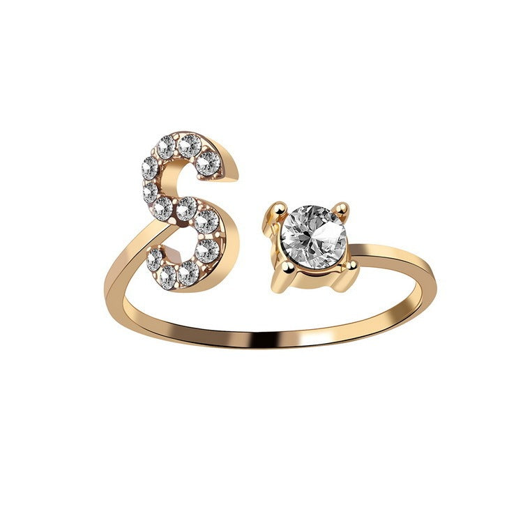 Adjustable ring with initials 26 letters