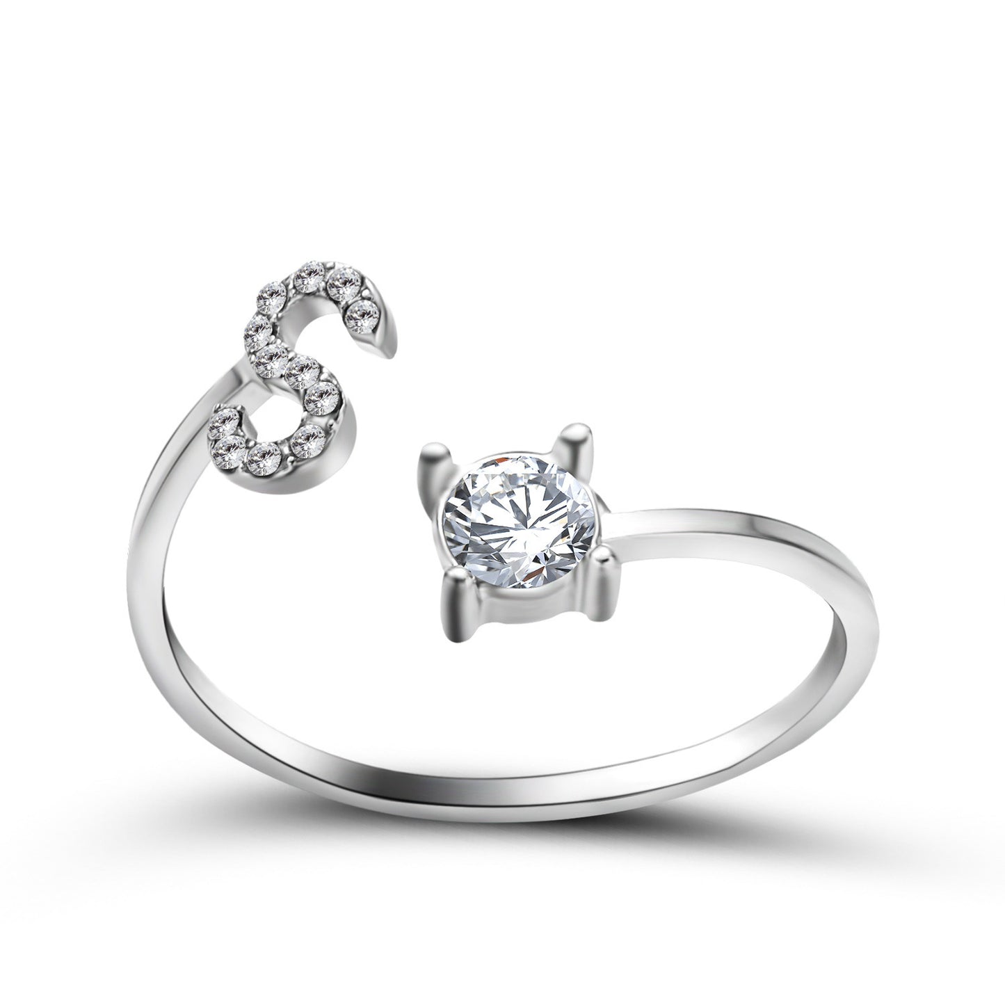 Adjustable ring with initials 26 letters