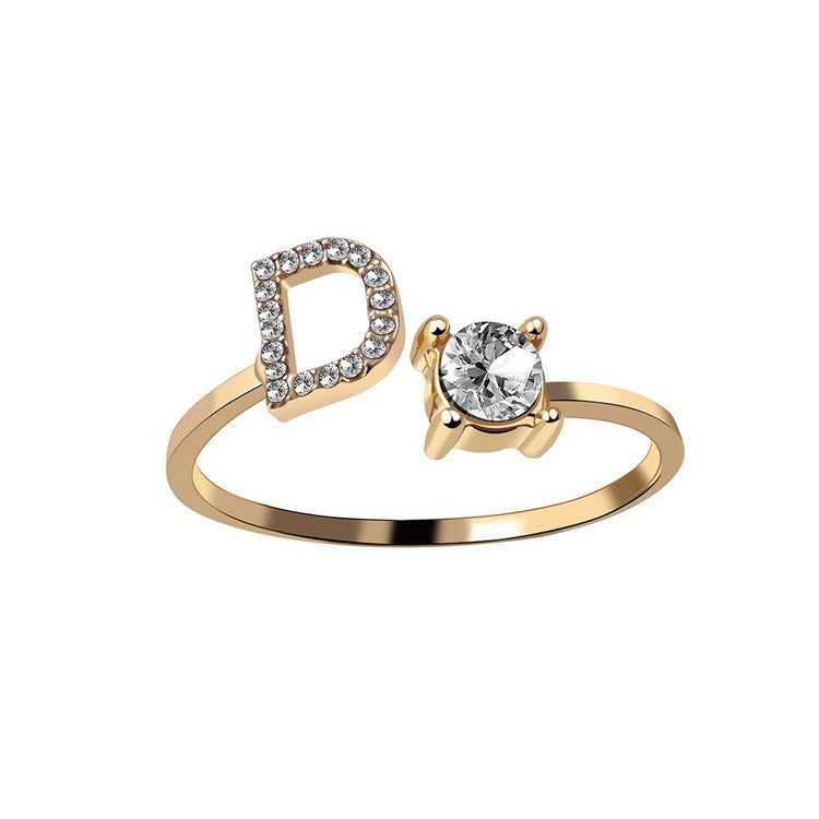 Adjustable ring with initials 26 letters