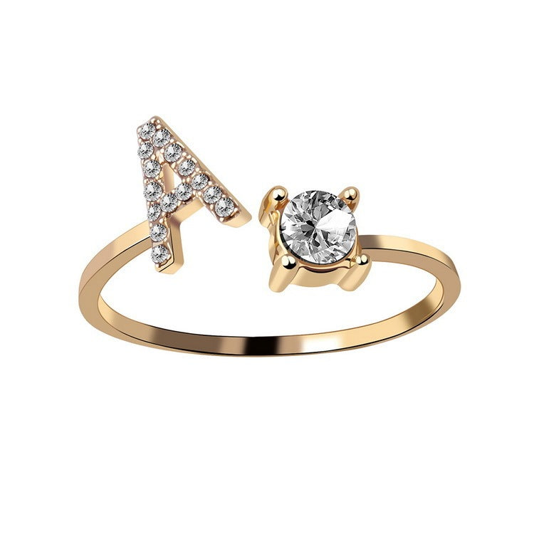 Adjustable ring with initials 26 letters