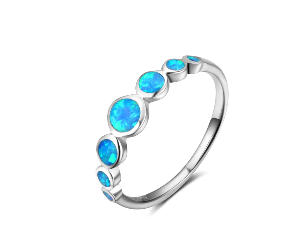 925 silver ring with blue opals