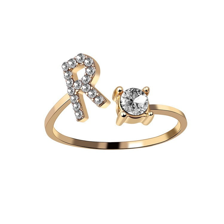 Adjustable ring with initials 26 letters