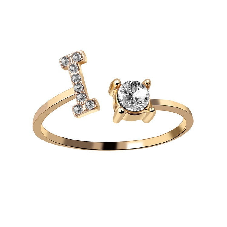 Adjustable ring with initials 26 letters