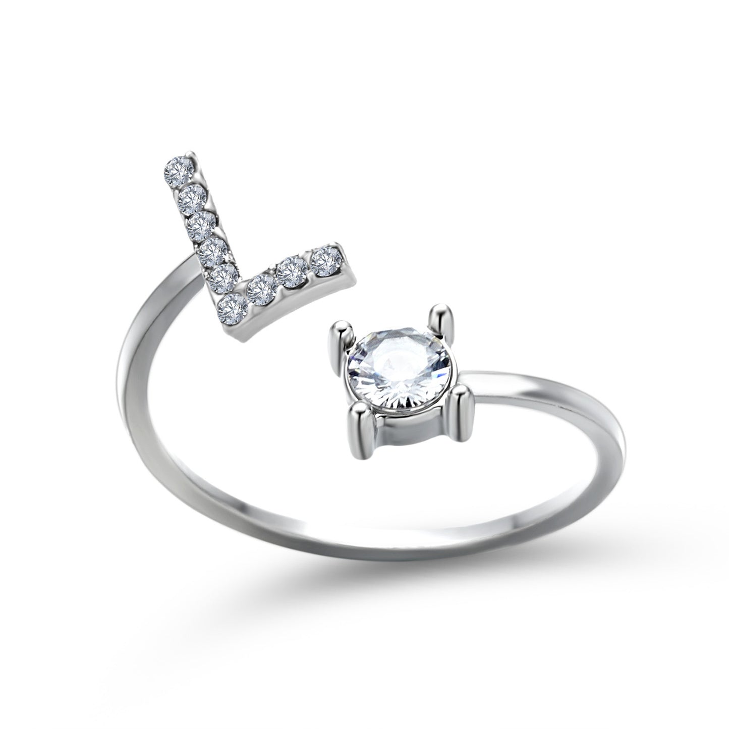 Adjustable ring with initials 26 letters