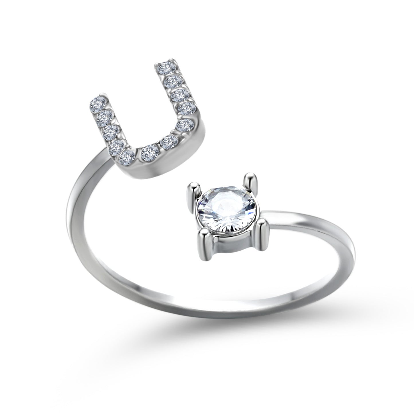Adjustable ring with initials 26 letters
