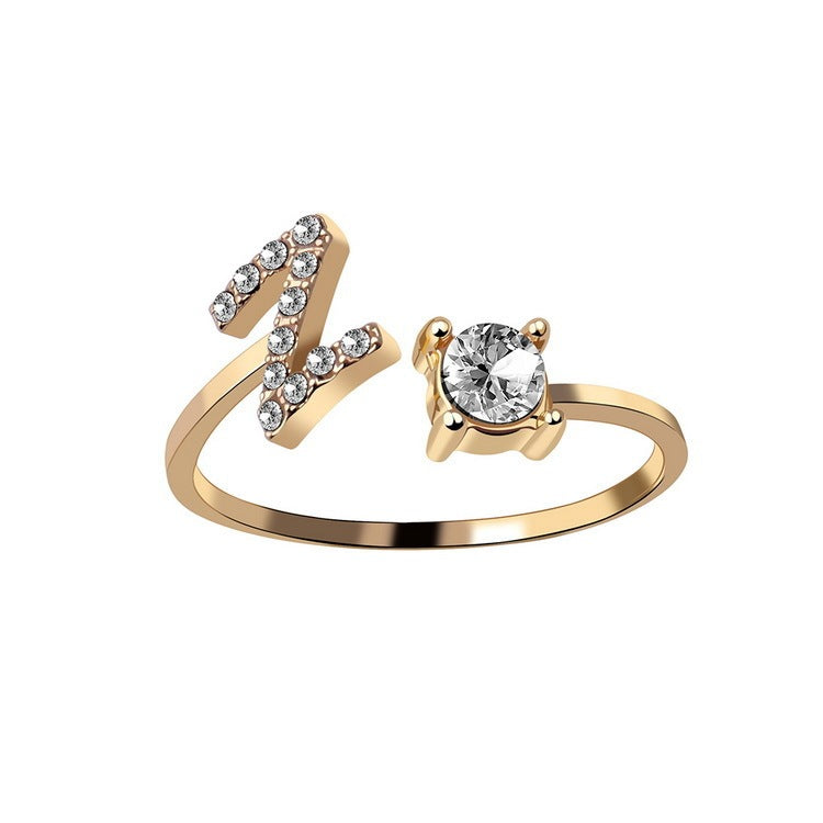 Adjustable ring with initials 26 letters