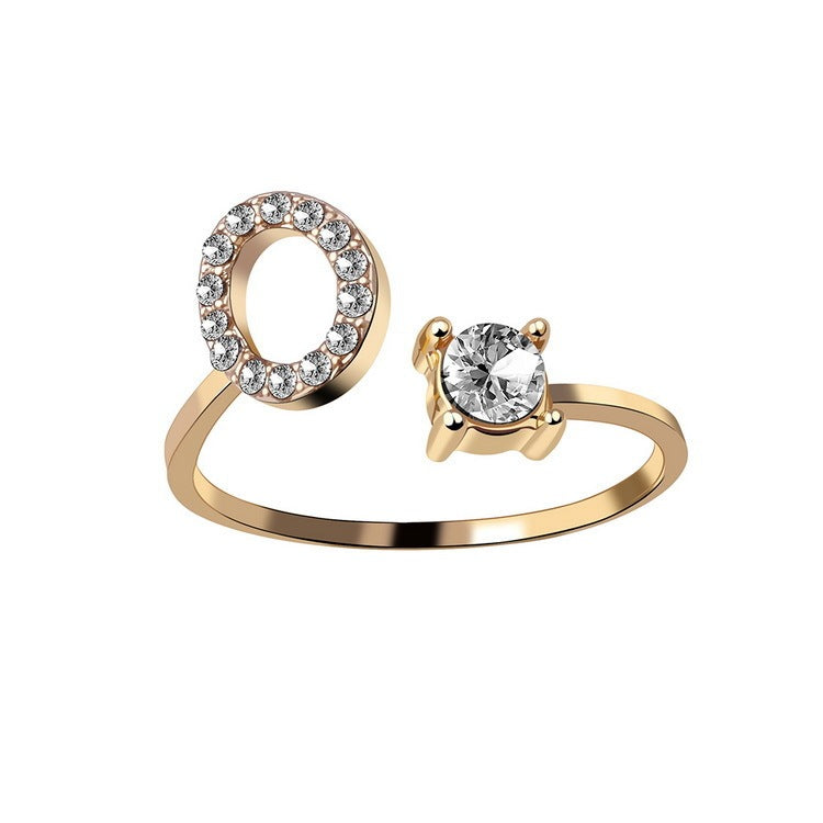 Adjustable ring with initials 26 letters