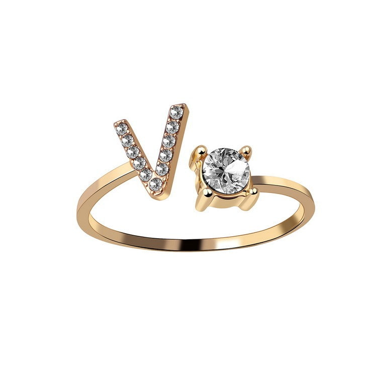 Adjustable ring with initials 26 letters