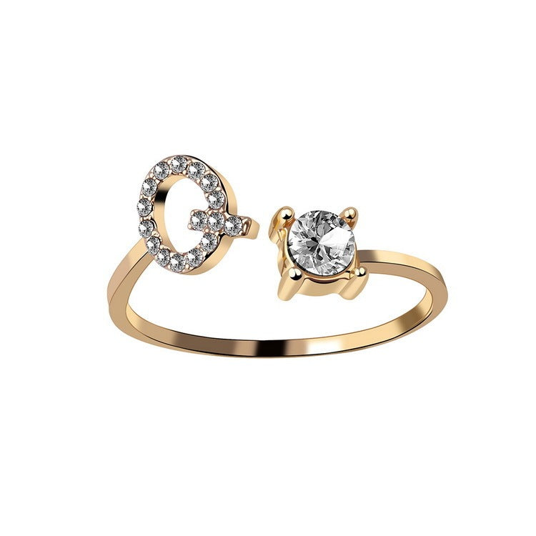 Adjustable ring with initials 26 letters