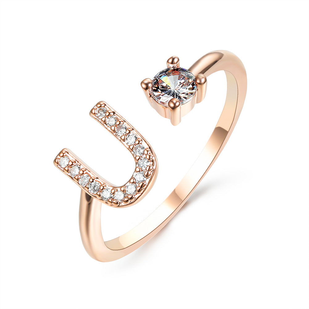 Adjustable ring with initials 26 letters