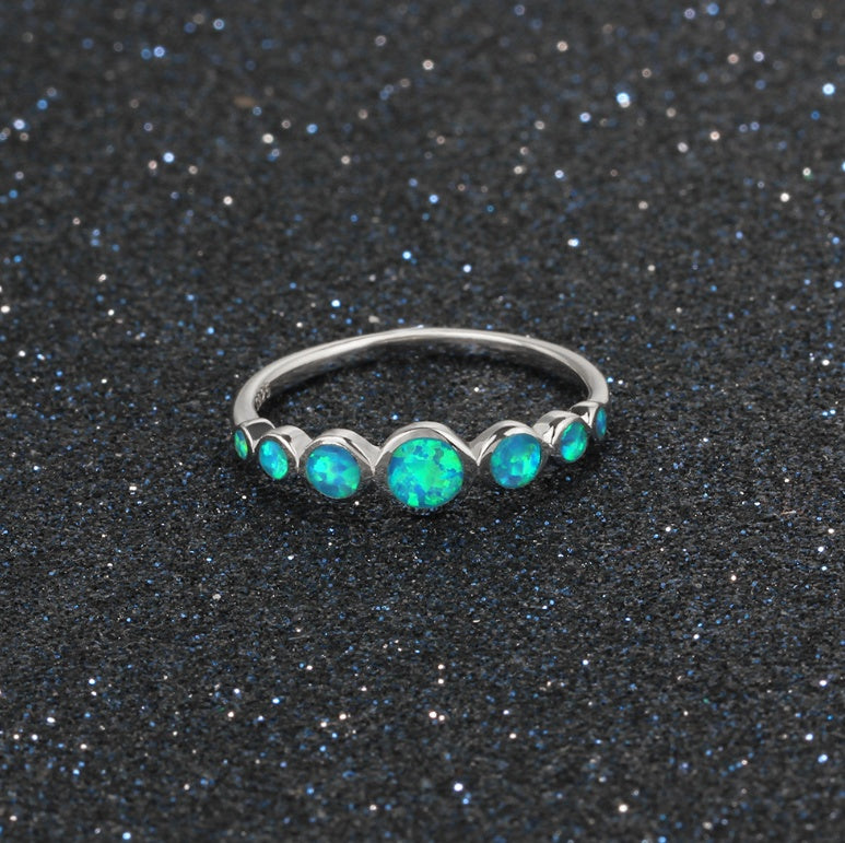 925 silver ring with blue opals