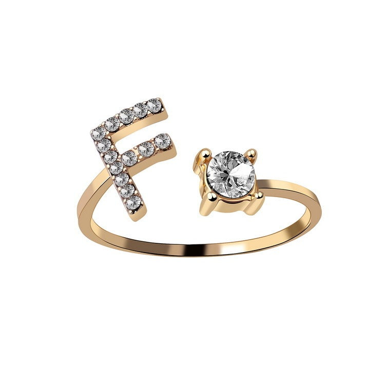 Adjustable ring with initials 26 letters