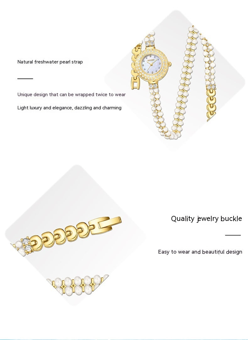 Orologio con perle d'acqua dolce con zirconi da donna