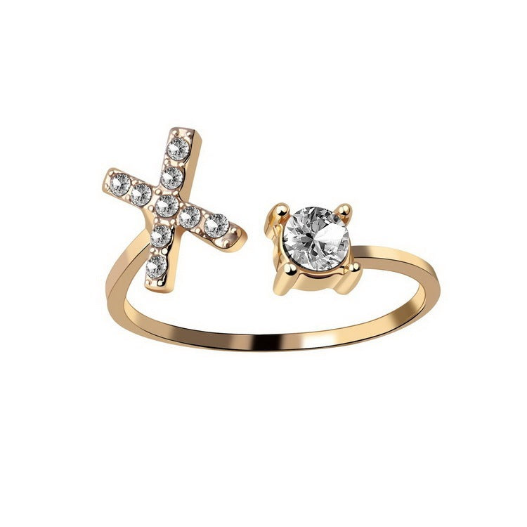 Adjustable ring with initials 26 letters