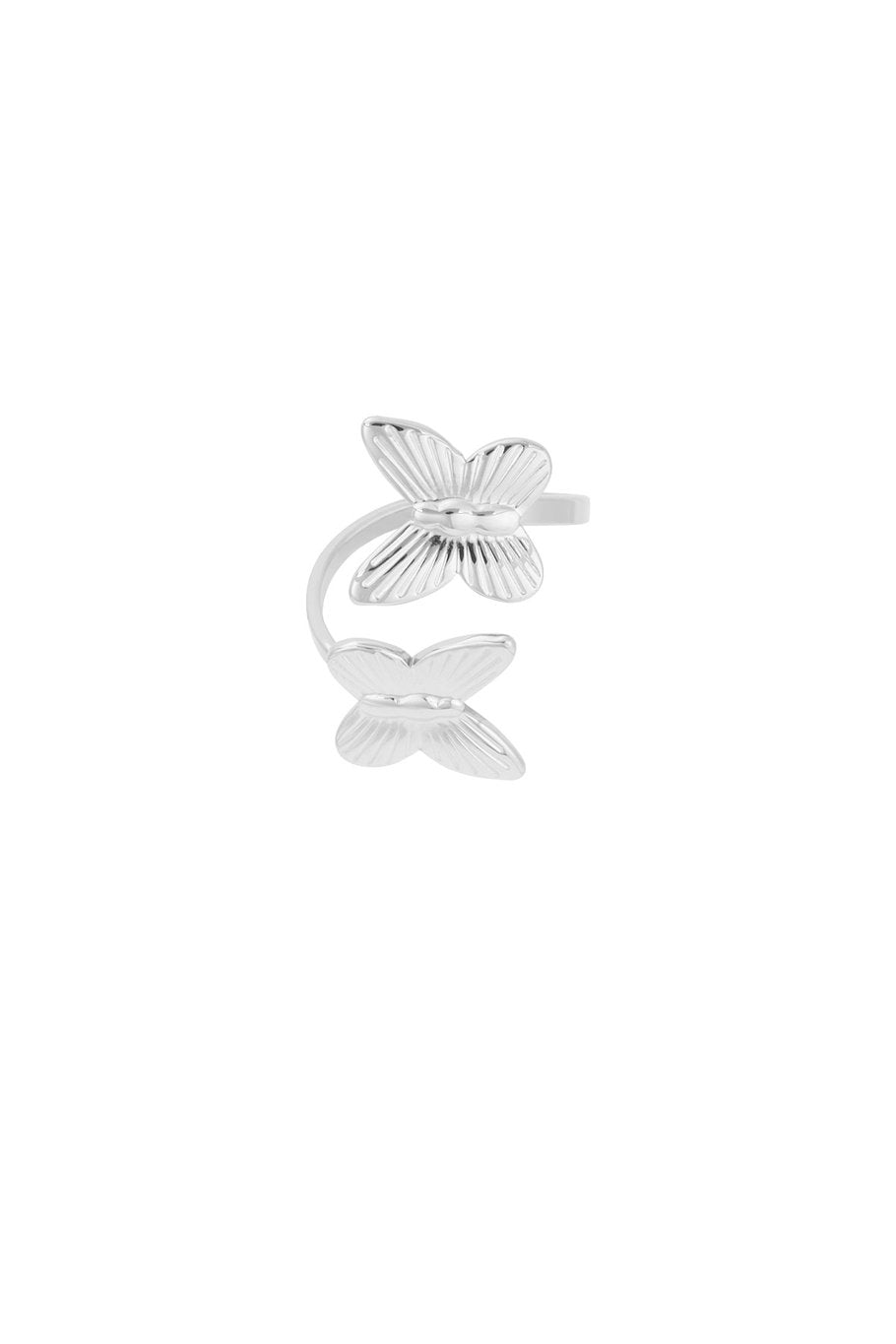 Anello con doppie ali di farfalla colore argento
