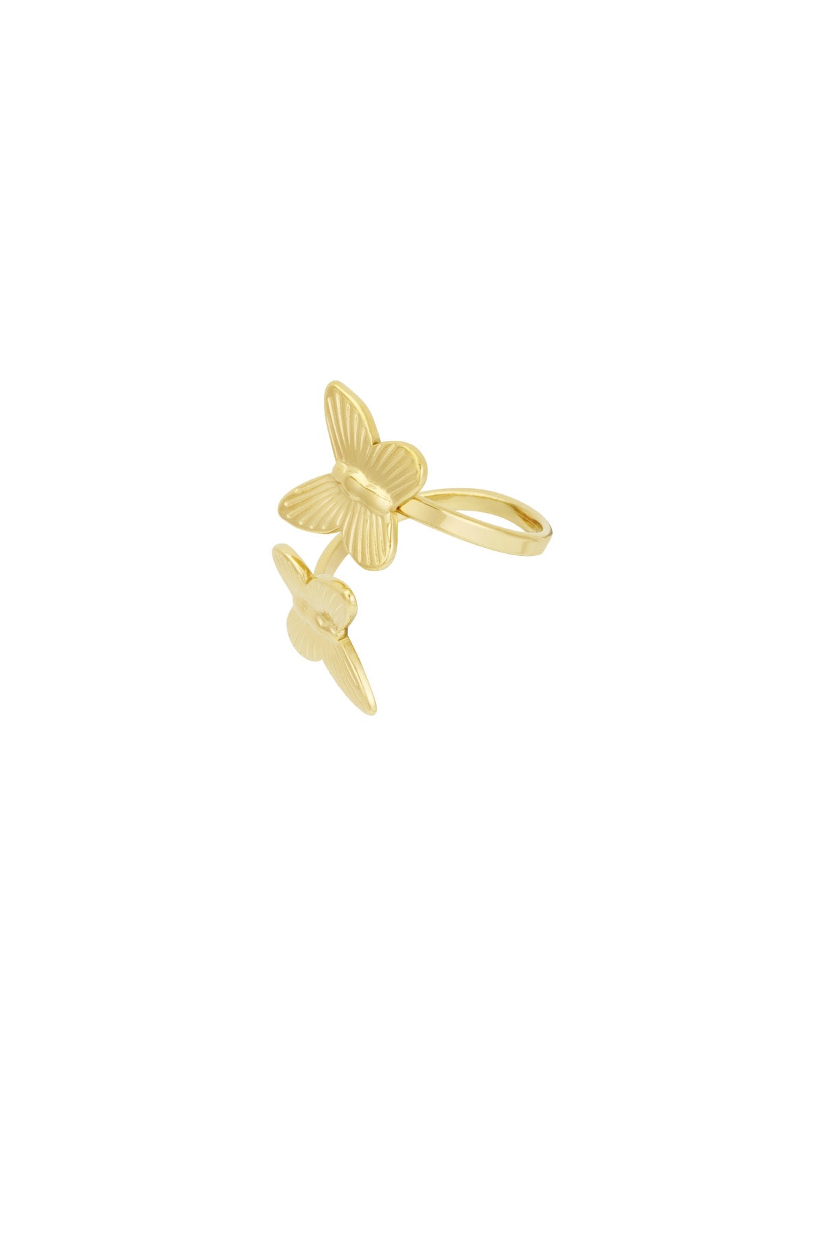 Anello con doppie ali di farfalla colore argento