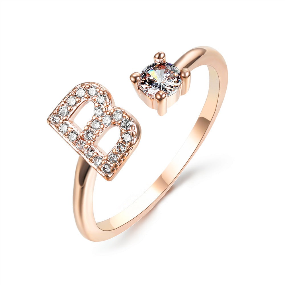 Adjustable ring with initials 26 letters