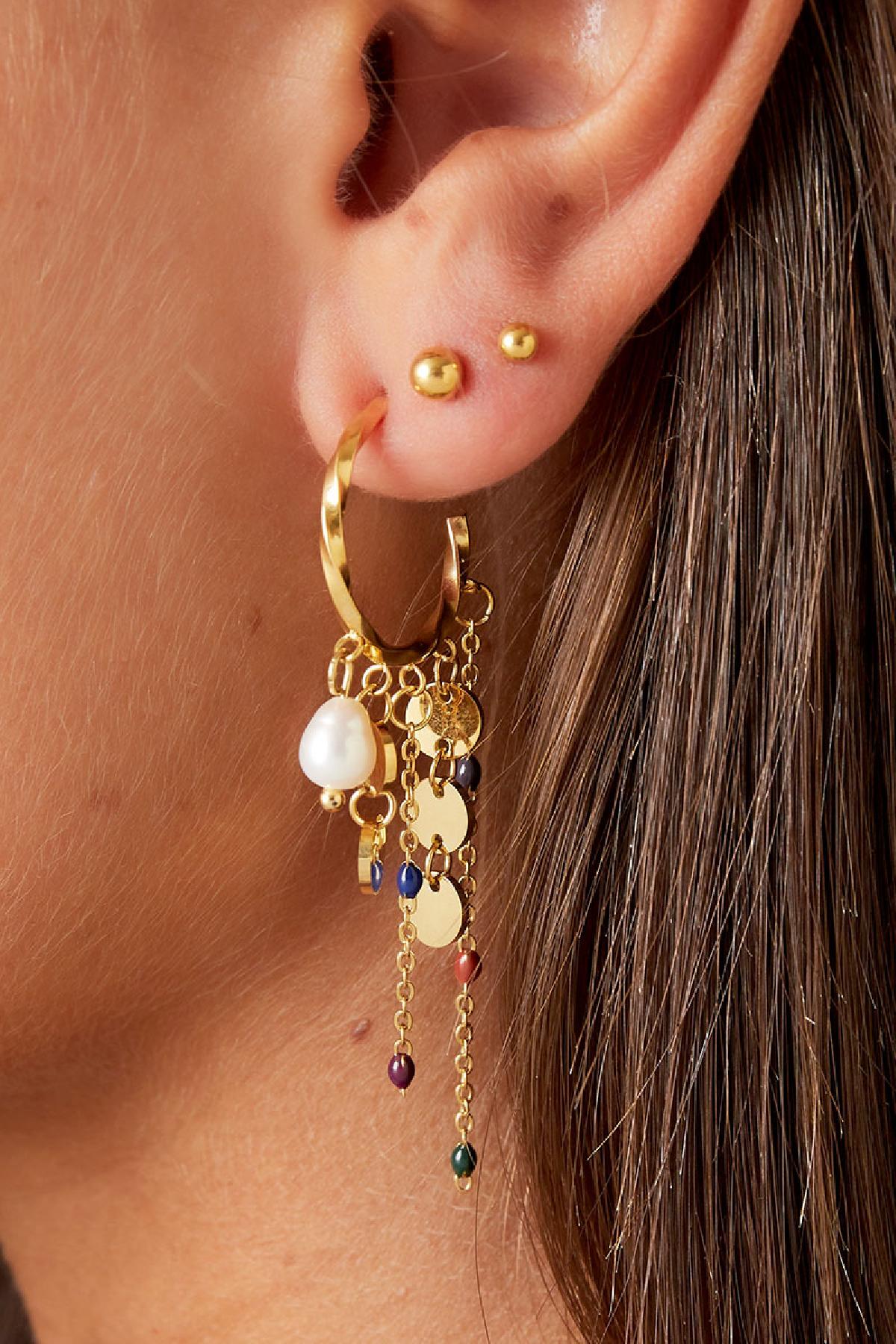 Orecchini a cerchio multicolor minimal in acciaio colore argento