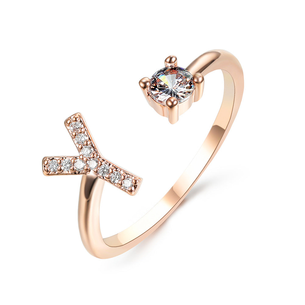 Adjustable ring with initials 26 letters
