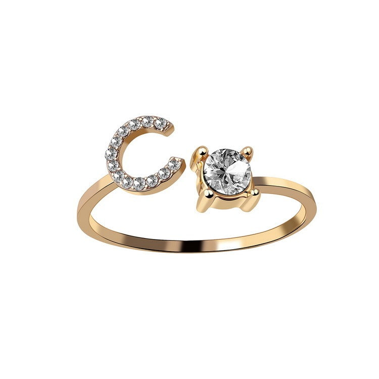Adjustable ring with initials 26 letters