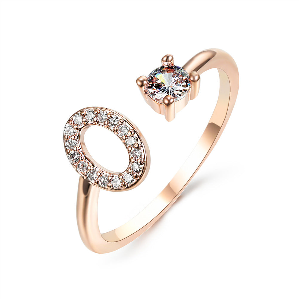 Adjustable ring with initials 26 letters