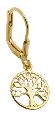 Orecchini a leva 26x10mm albero della vita lucido ORO 9Kt