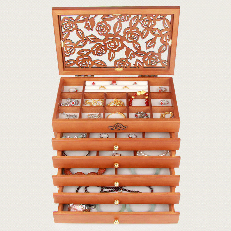 Box custodia gioielli con decorazioni legno massello C