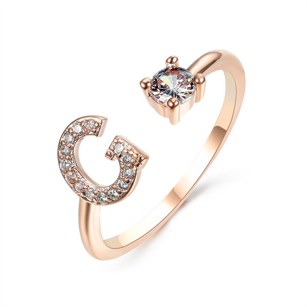 Adjustable ring with initials 26 letters