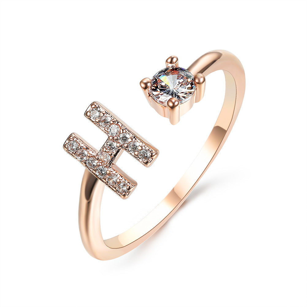 Adjustable ring with initials 26 letters