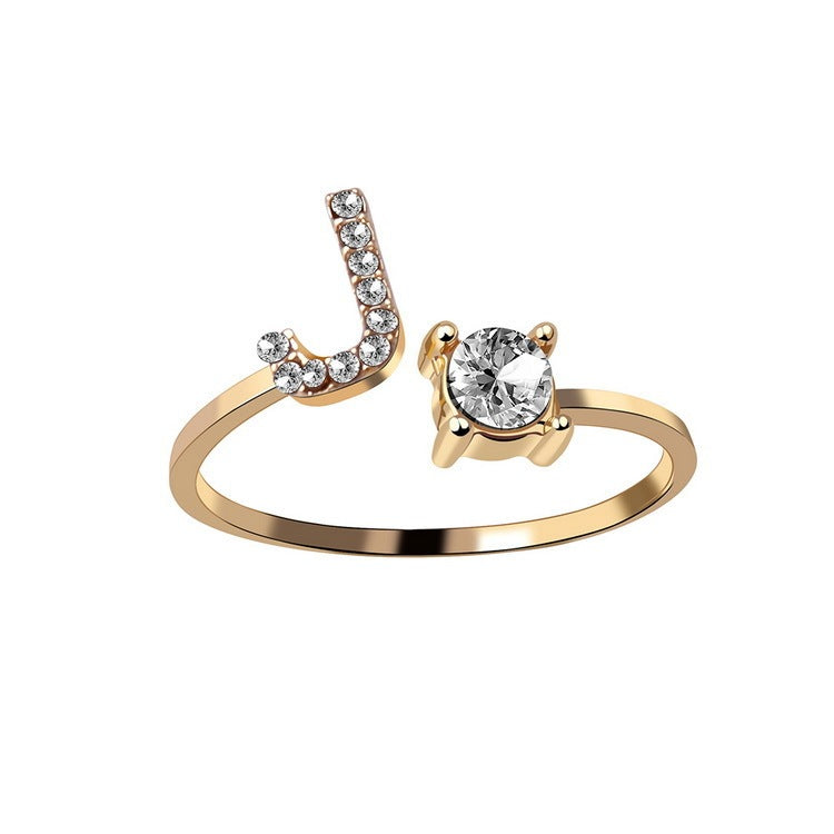 Adjustable ring with initials 26 letters