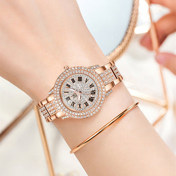 Orologio donna oro rosa con zirconi quadrante diamanti bracciale elegante regalo San Valentino myemotiojewels