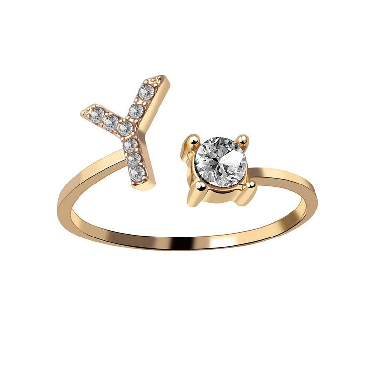 Adjustable ring with initials 26 letters