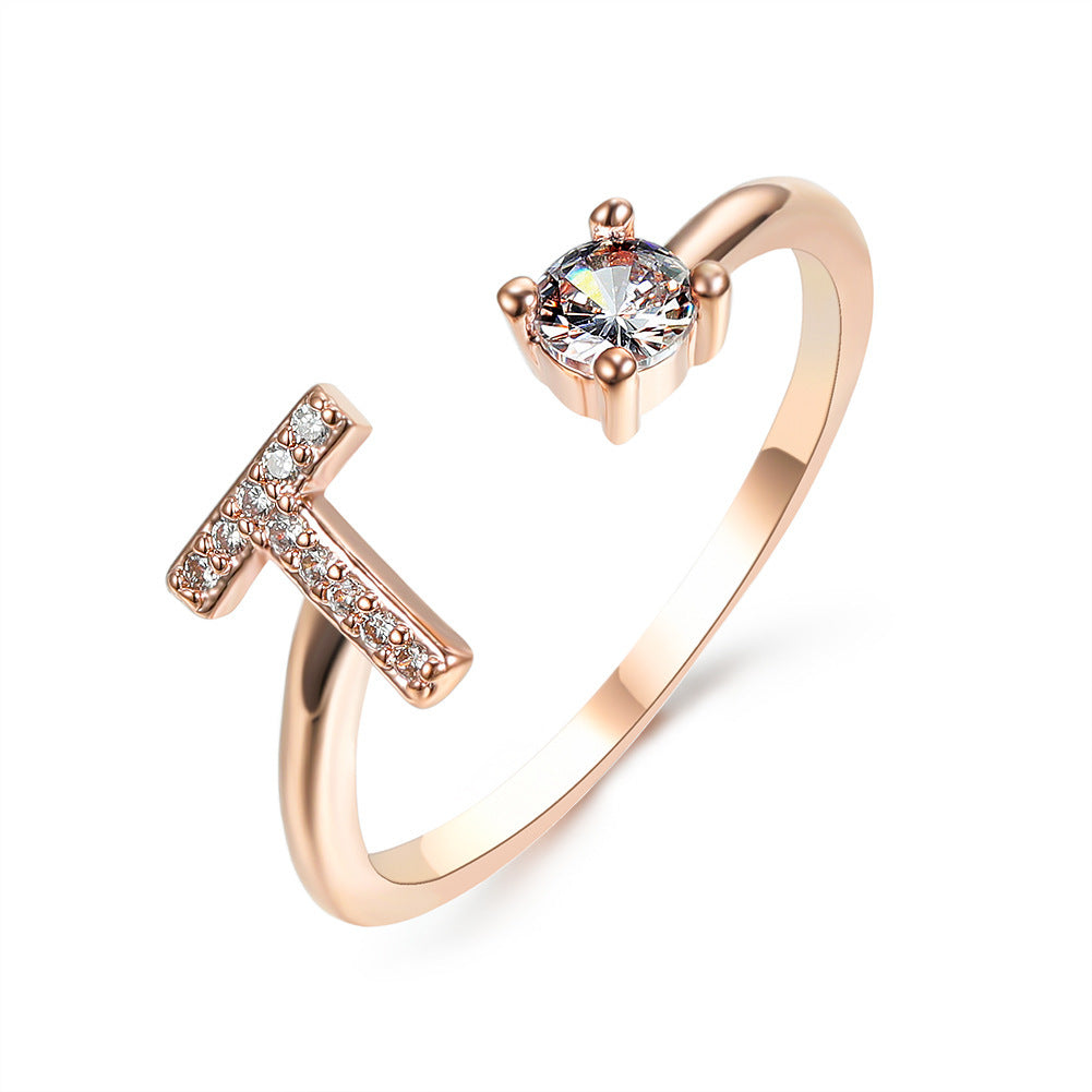 Adjustable ring with initials 26 letters