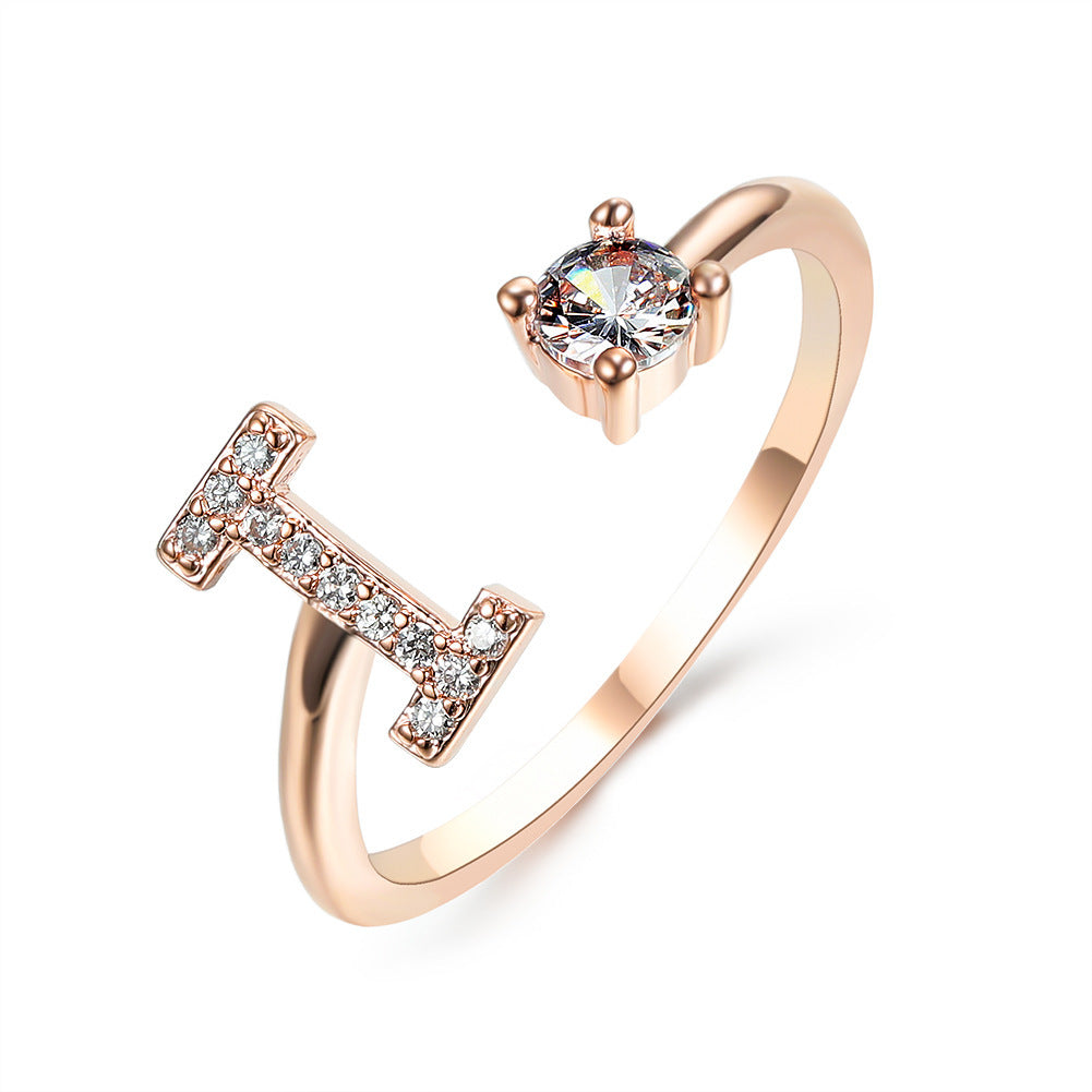 Adjustable ring with initials 26 letters