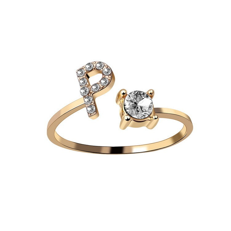 Adjustable ring with initials 26 letters