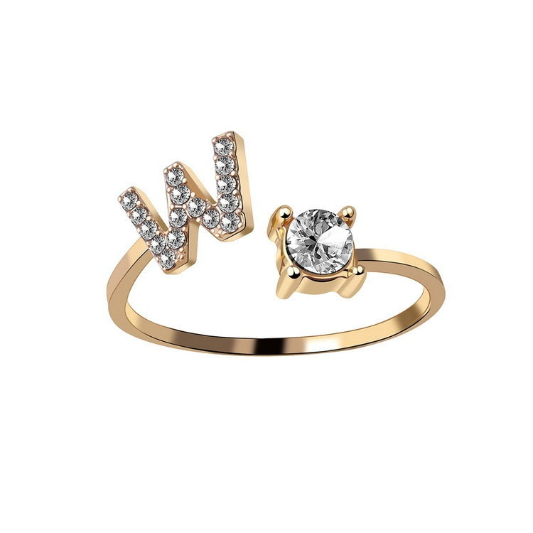 Adjustable ring with initials 26 letters