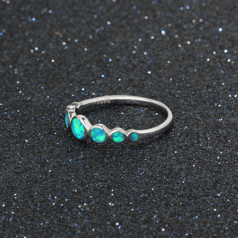 925 silver ring with blue opals
