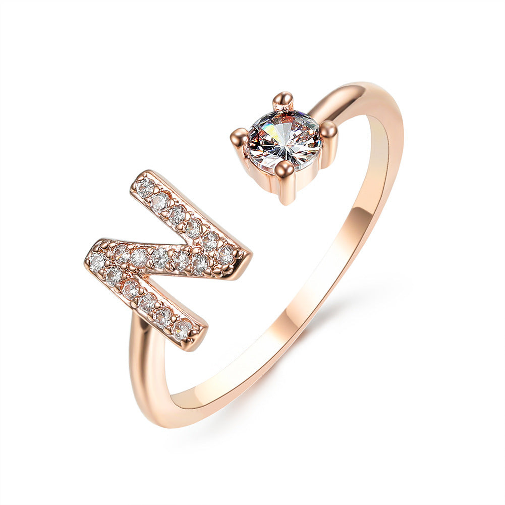 Adjustable ring with initials 26 letters