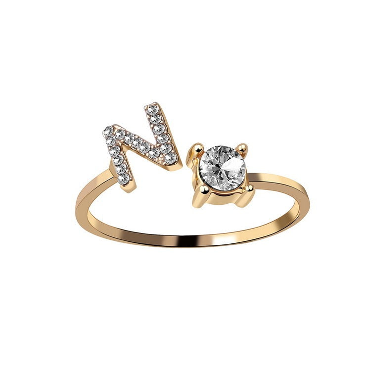 Adjustable ring with initials 26 letters