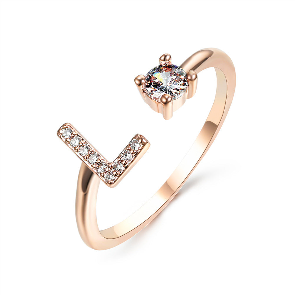 Adjustable ring with initials 26 letters
