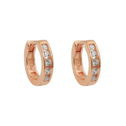 Creolo 12x2,5mm incernierato oro rosa zirconia argento 925