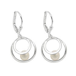 Orecchini a leva 30x13mm 2 cerchi con perla d'acqua dolce argento 925