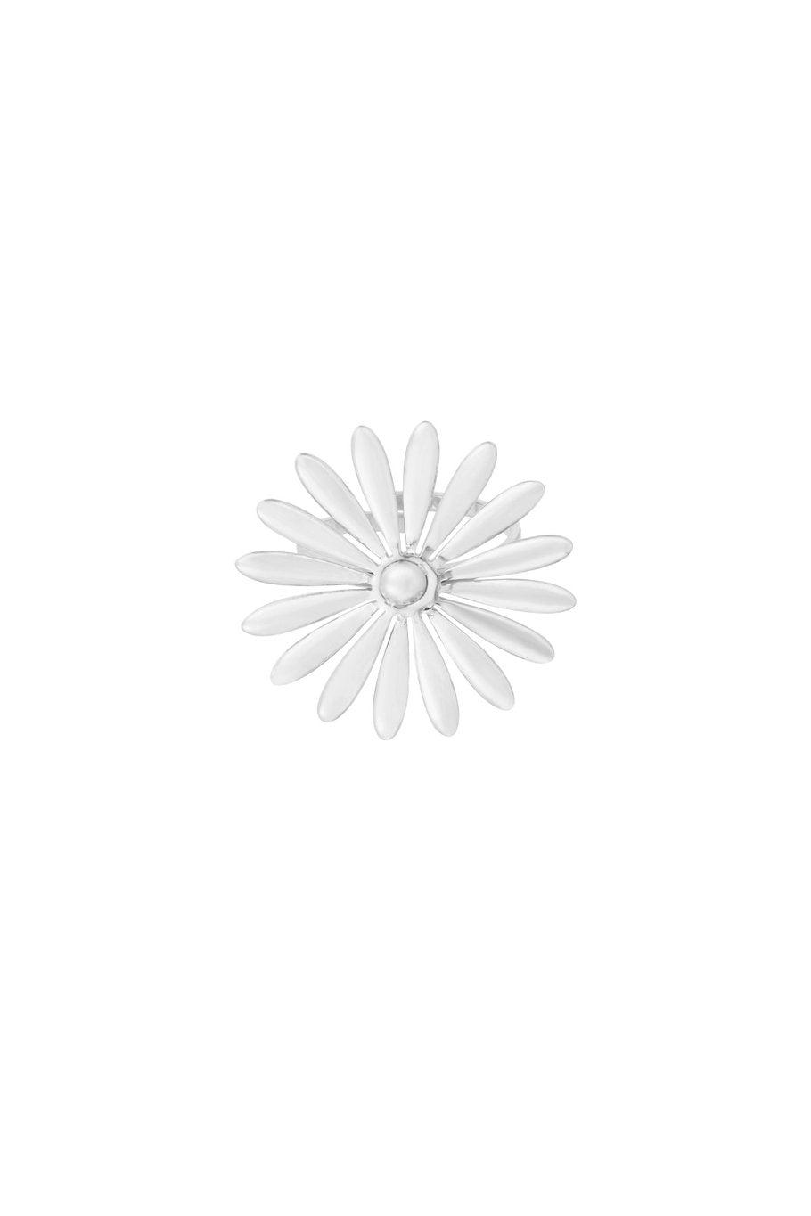 anello in acciaio ispirato alla natura fiore margherita argento