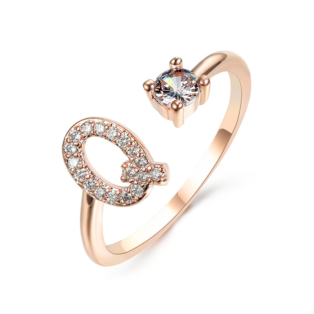 Adjustable ring with initials 26 letters