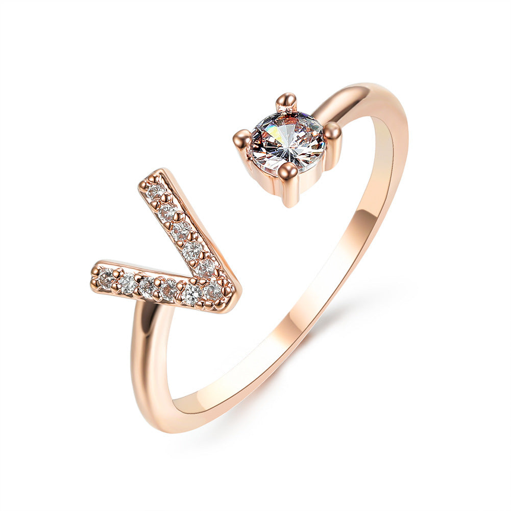 Adjustable ring with initials 26 letters